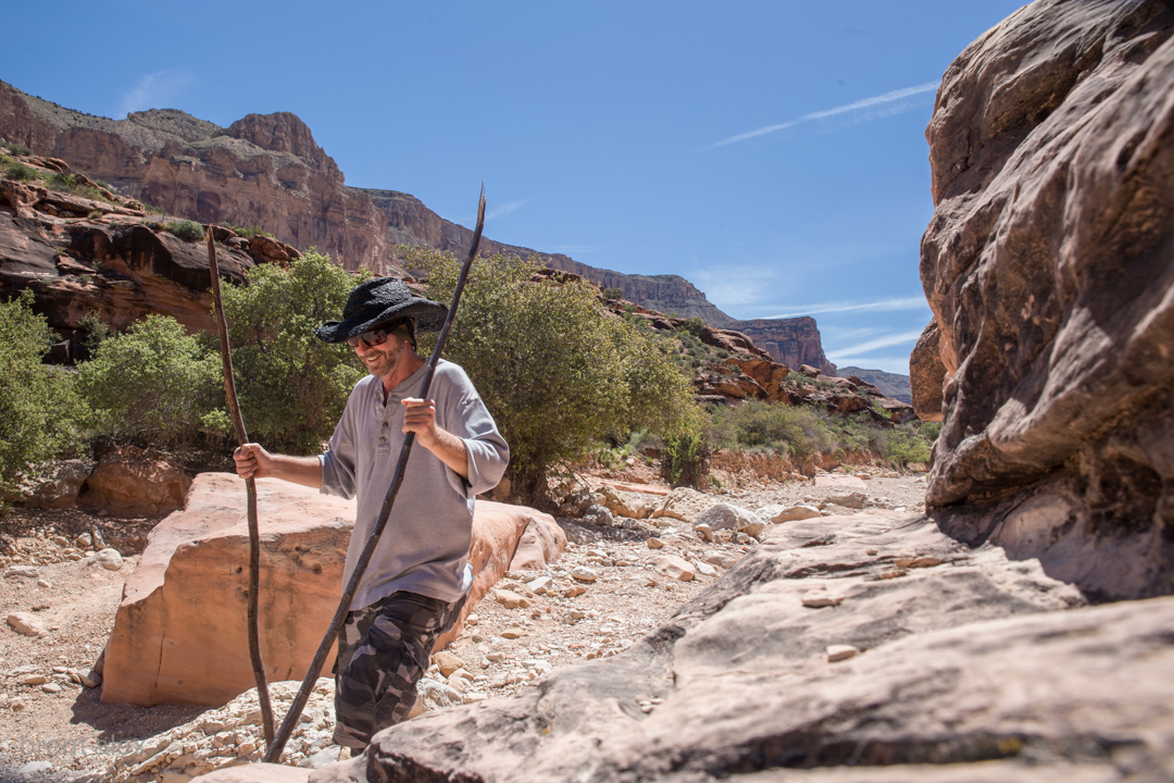 These days Craig hikes in with hiking sticks and double knee braces. 