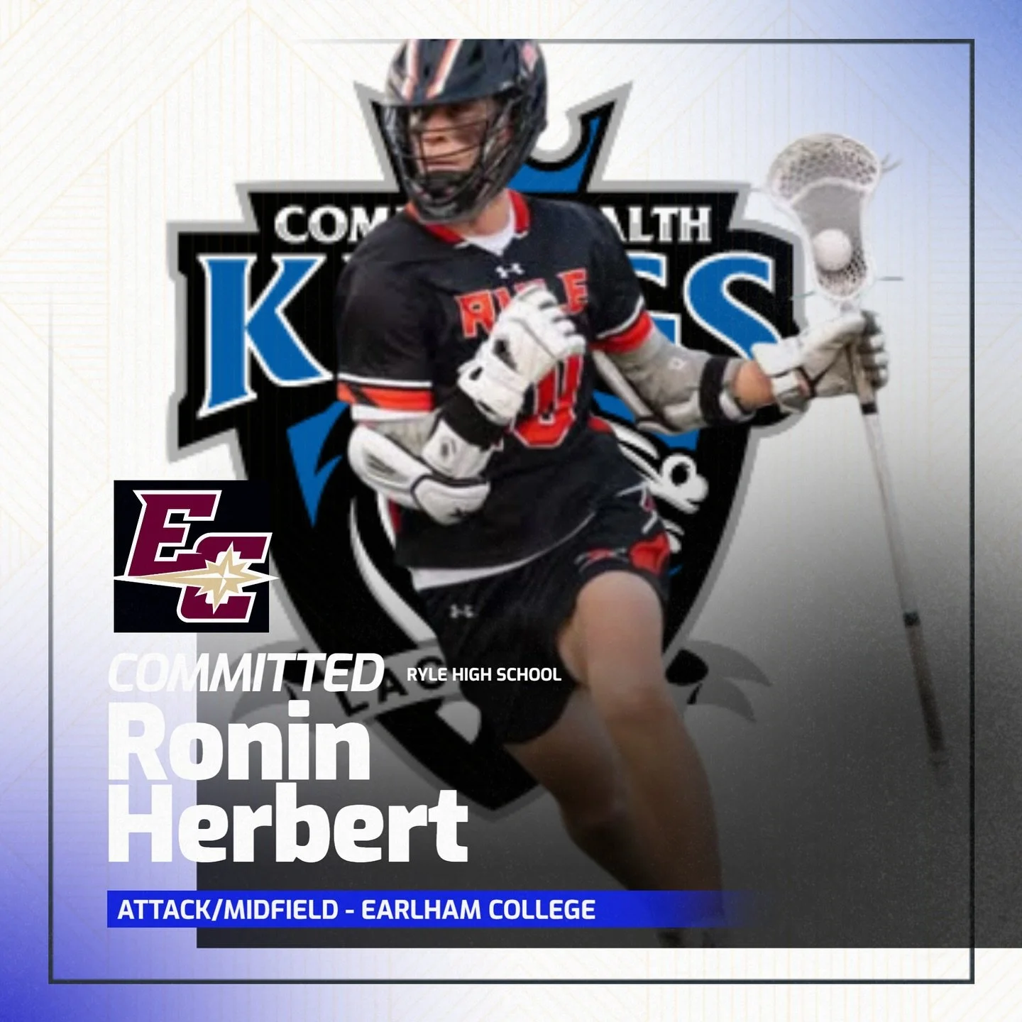 🚨Commitment Alert🚨

2026 Attackman/Midfielder Ronin Herbert of Ryle High School has committed to Earlham College! The Quakers are getting a gritty, hard nosed player who can find teammates or finish the play. He brings a snappy shot and a team firs