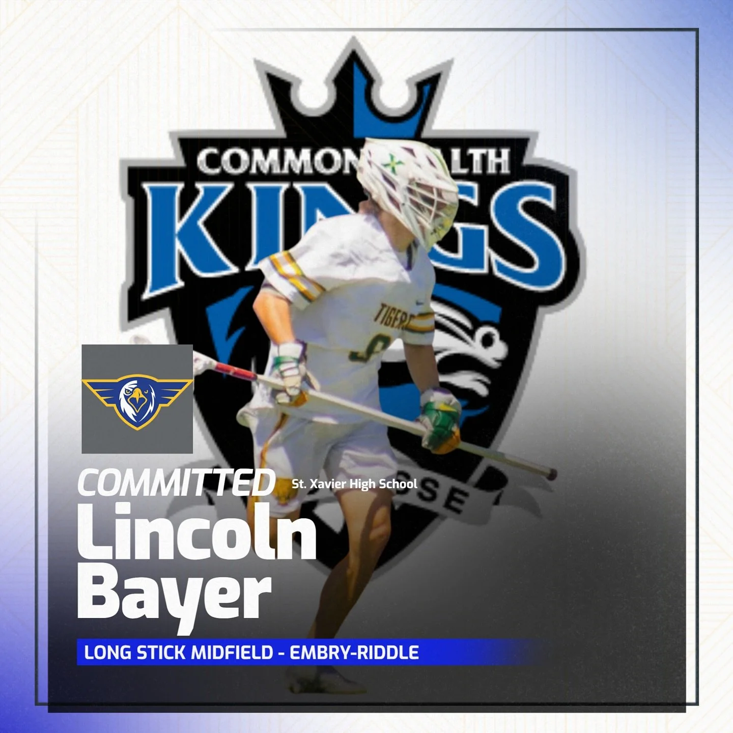 🚨Commitment Alert🚨

2026 LSM Lincoln Bayer of Saint Xavier High School has committed to Embry-Riddle Aeronautical University! ERAU is adding one of the most exciting players in the Bluegrass State. Lincoln is a GB machine who is a nightmare in tran