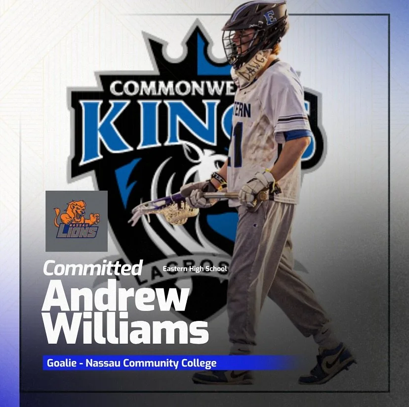 🚨Commitment Alert🚨

2026 Goalie Andrew Williams of Eastern High School has committed to Nassau Community College! Andrew is a dynamic shot stopper who can make the big save to bring juice to a team. He is relentlessly positive and great communicato