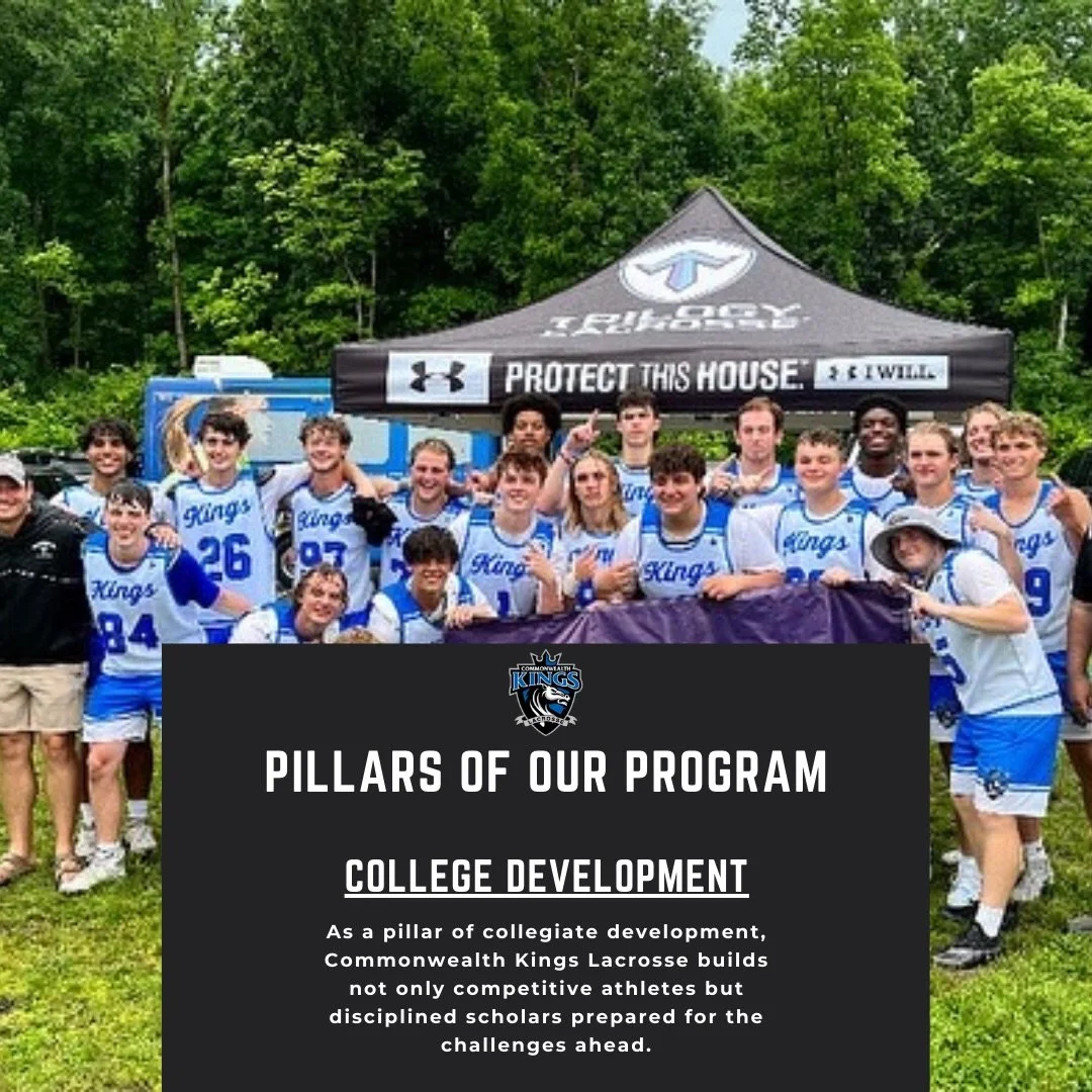 Commonwealth Kings Lacrosse stands as a pillar of college development, uniting commitment, character, and community in every player&rsquo;s journey.

We work to help our players achieve their goals and bring a  skill set to be college ready.  That co