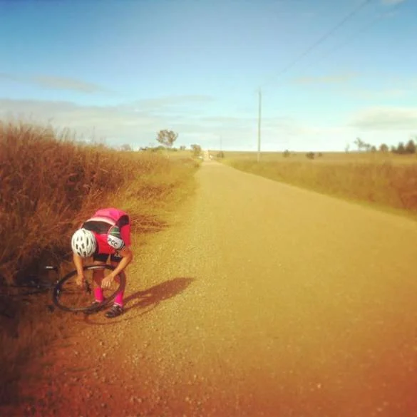 Unsupported, riders were left to fix their own flats.
