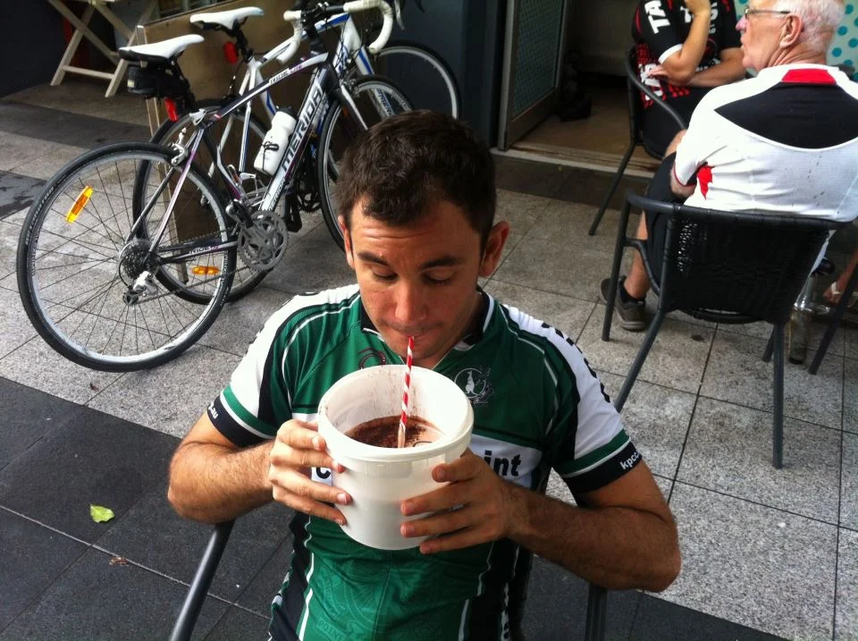 Ask for a bucket of hot chocolate after your ride and you shall receive one... — with Cameron Hemming and MySweetopia South Brisbane .