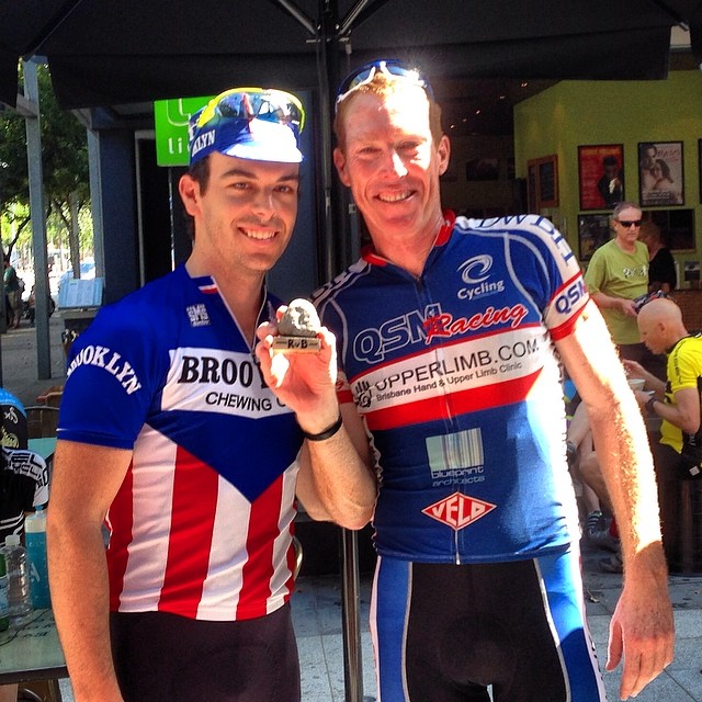 AshE (left) creator of the Ronde van Brookfield-gem-beek-berg with winner of Edition #2 Craig Briant with the RvB trophy!