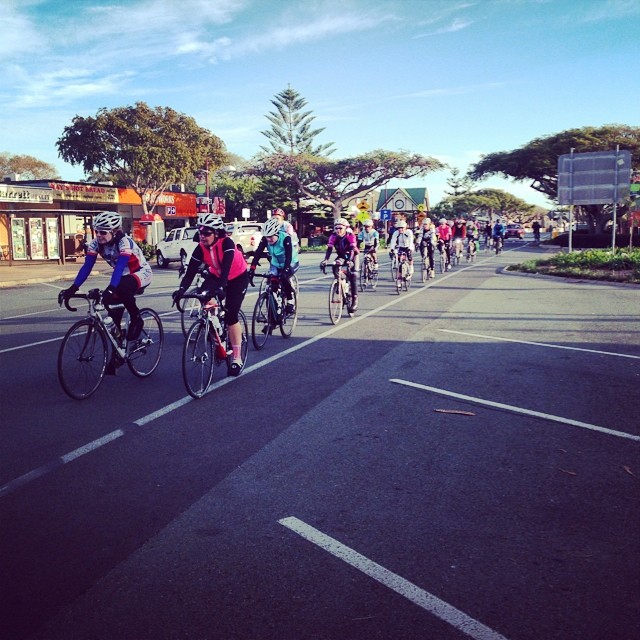 Rolling through Wellington Point, it was a great sight for the many local cafe patrons to see so many women out riding together!