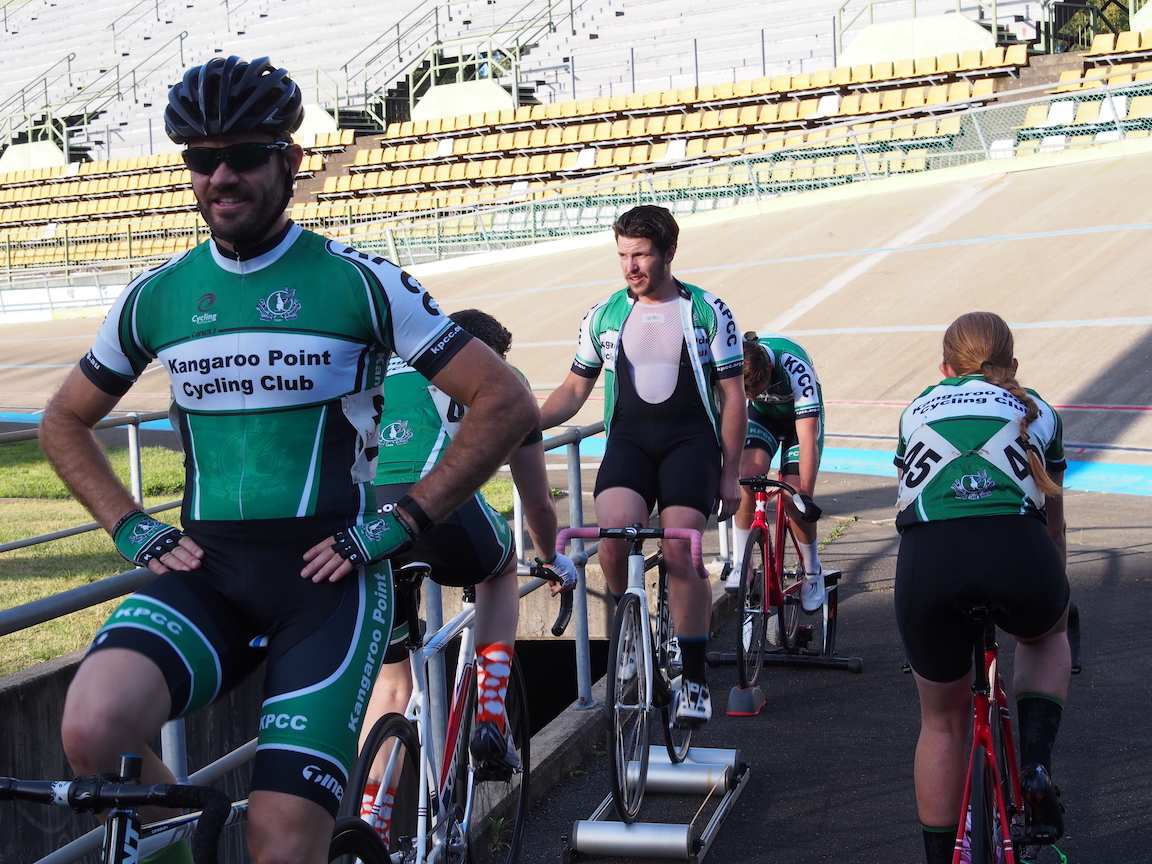 Team KP warms up before the start of the first event
