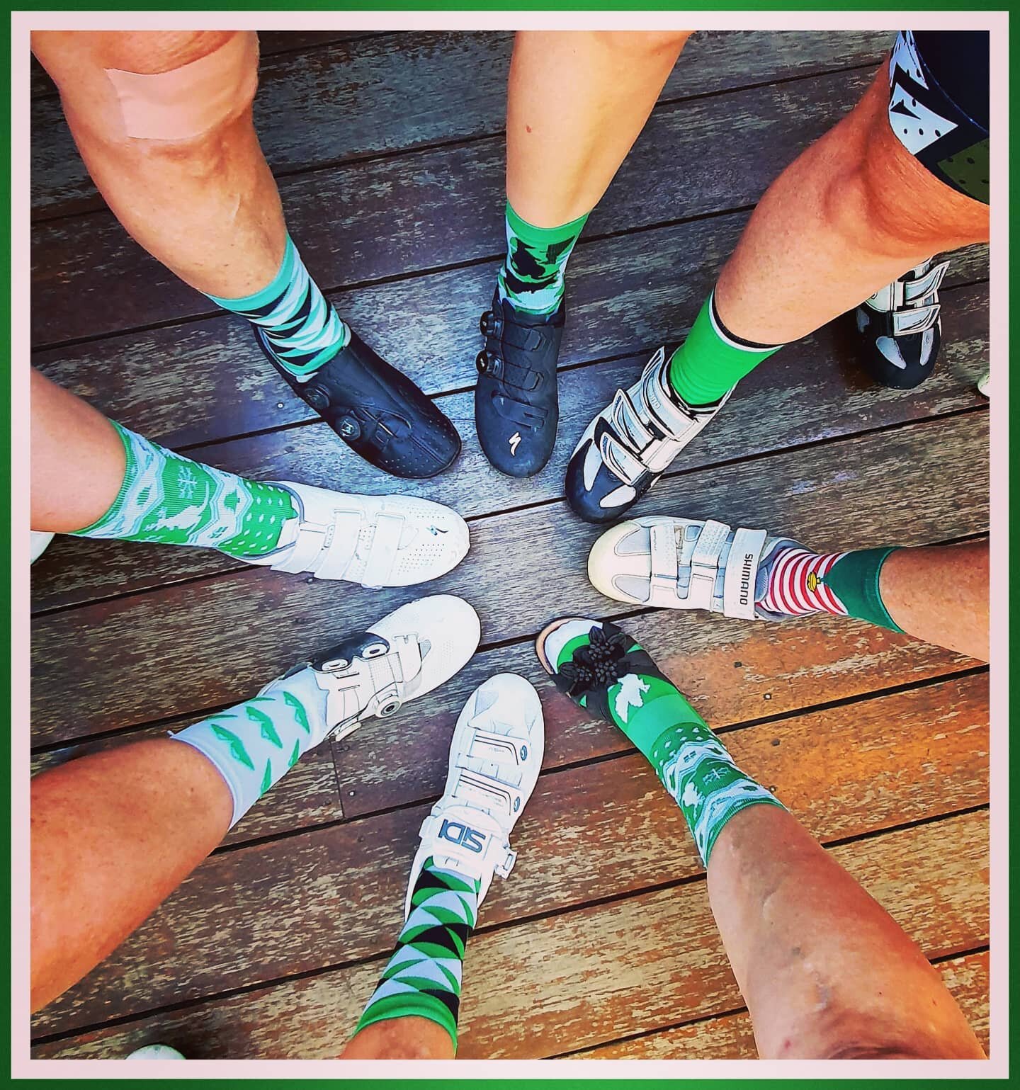 Our sock game is strong in Kangaroo Point Cycle Club! #greenwhiteblack #clublife #kangaroopointcc #championsystem #sockgame