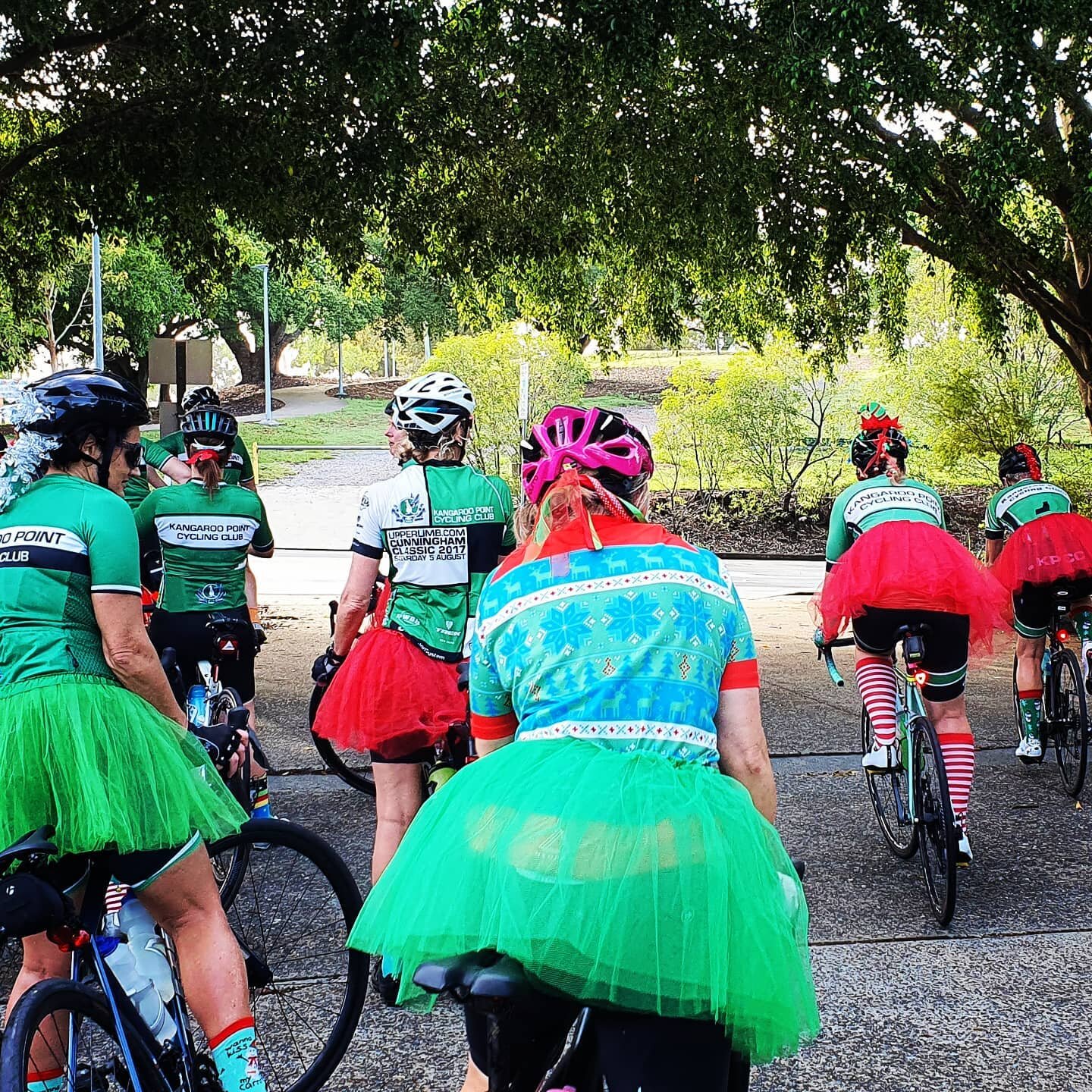 A fabulous morning for a KPCC FriYay Christmas ride with everyone looking very festive! So wonderful to see everyone getting into the spirit of Christmas! #merrychristmas #greenwhiteblack #clublife #kangaroopointcc #championsystem #christmas
