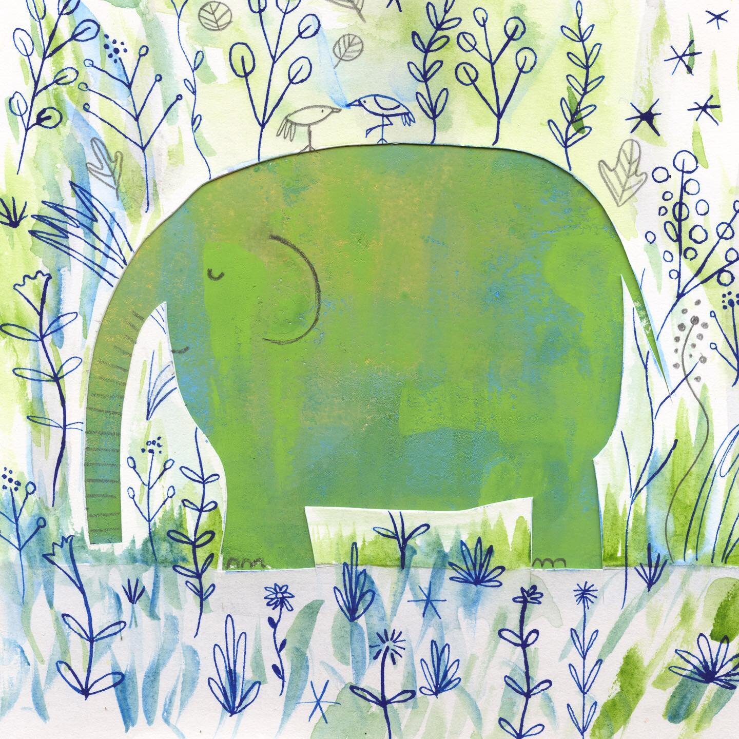 Tiny elephant friend. 

#watercolor #inkdrawing #ink #gouache #gouchepainting #elephant #elephantart #sketchbook