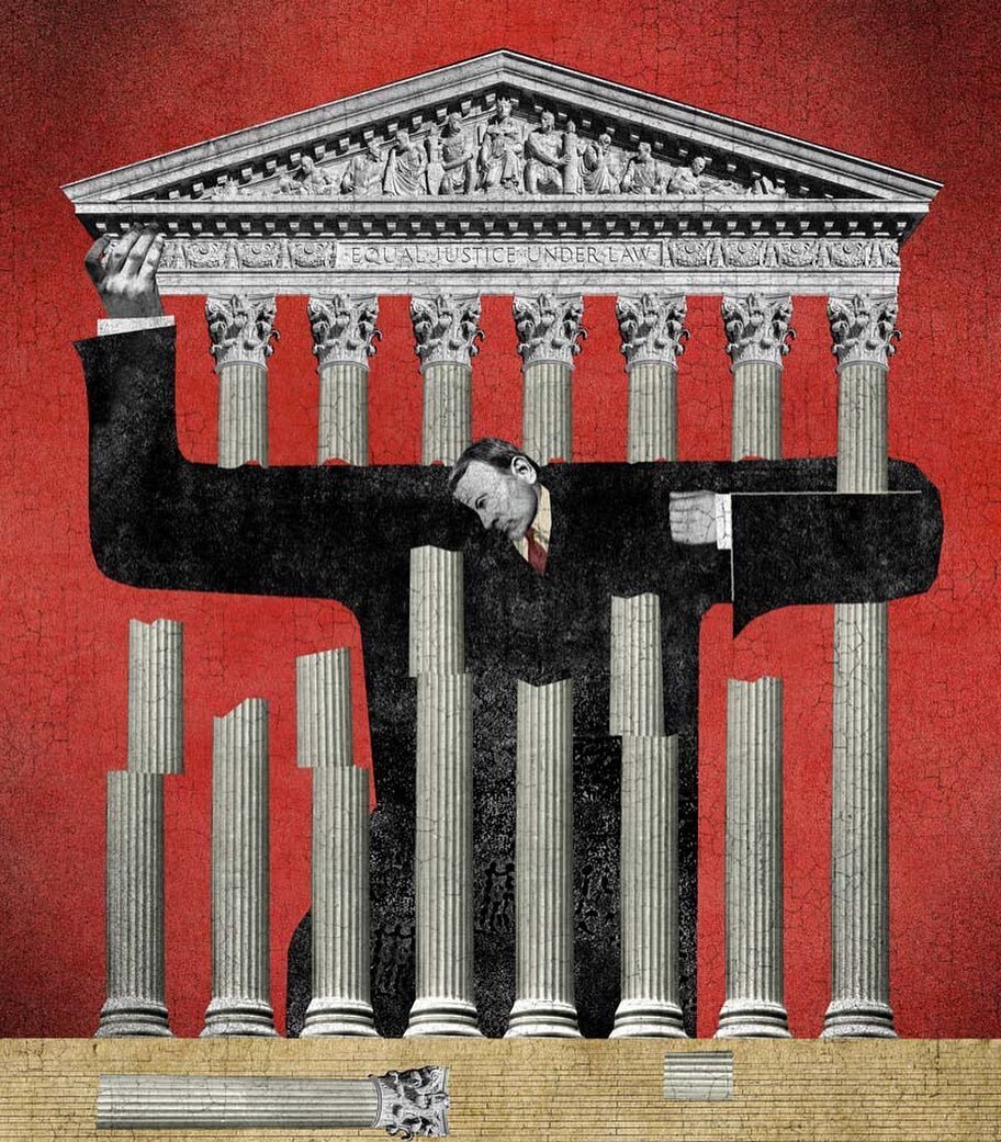 New portrait of Supreme Court head justice John Robert&rsquo;s for @deseretnews 3 of 3 Art directed by David Meredith. #collage #collageillustration #illustration #artdirection #davidplunkert #plunkert #gop #supremecourt #supremecourtjustice #johnrob