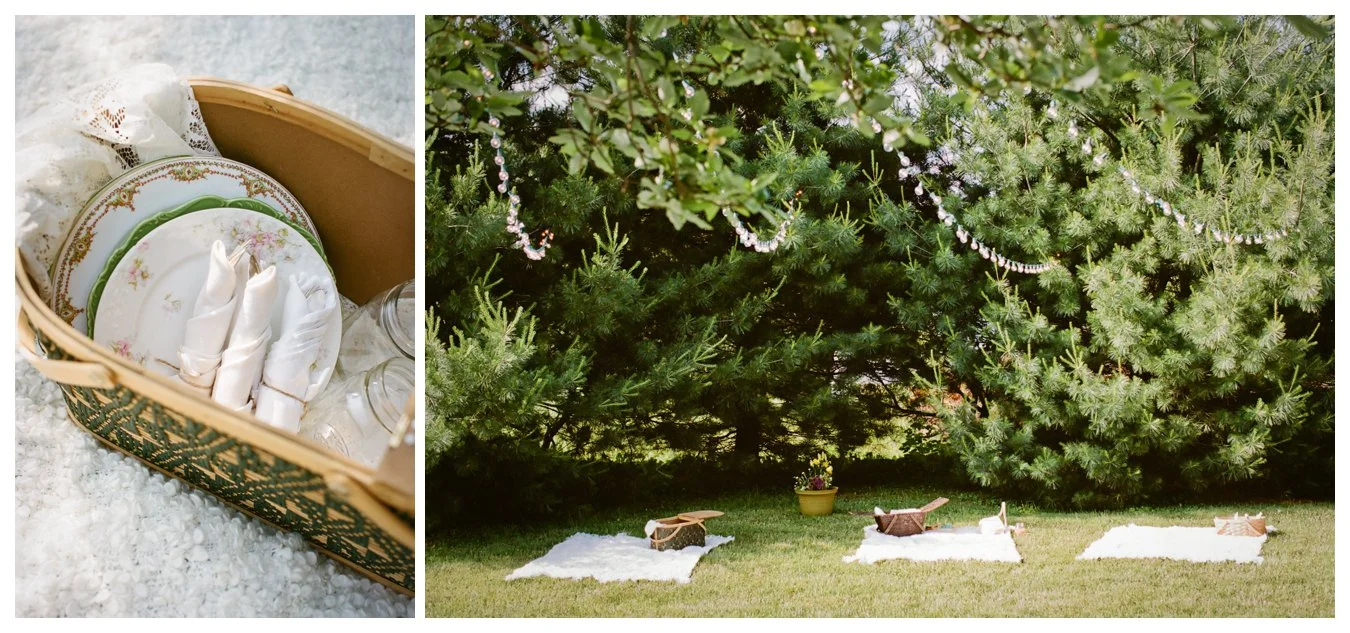 Fine Art Film wedding photographer Columbus Ohio Lily Glass Photography. Madewell Wedding dress, Otis James Bow-tie, first look. Picnic Wedding