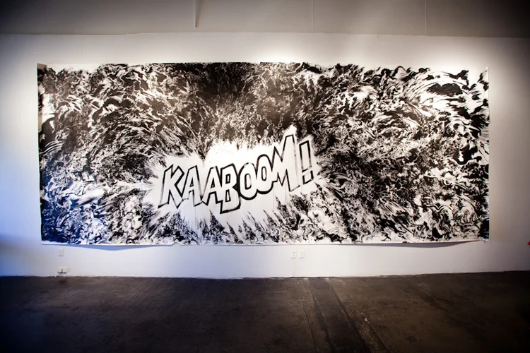 Arien Valizadeh Completed He Became, and His Appearance Tore Up the Darkness 2010 sumi ink on paper 288 x 108 inches