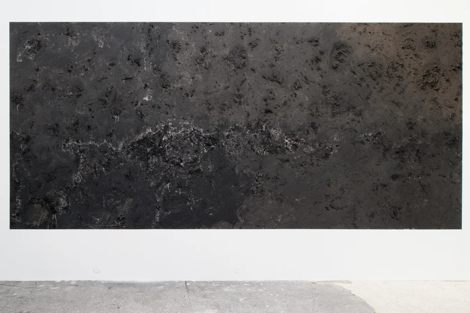 Brendan Lynch It Took Time to See 2013 Cigarette ash applied to wall 236 x 110 inches