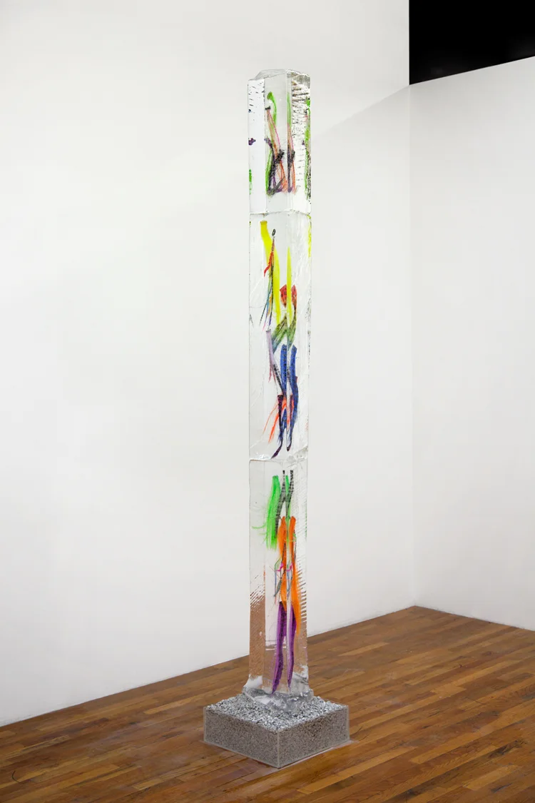 Hot Topic Hair Extensions Discovered In Polar Ice Cap 2013 Water, hair extensions, plexiglas, gravel 100 x 16.5 x 16.5 inches