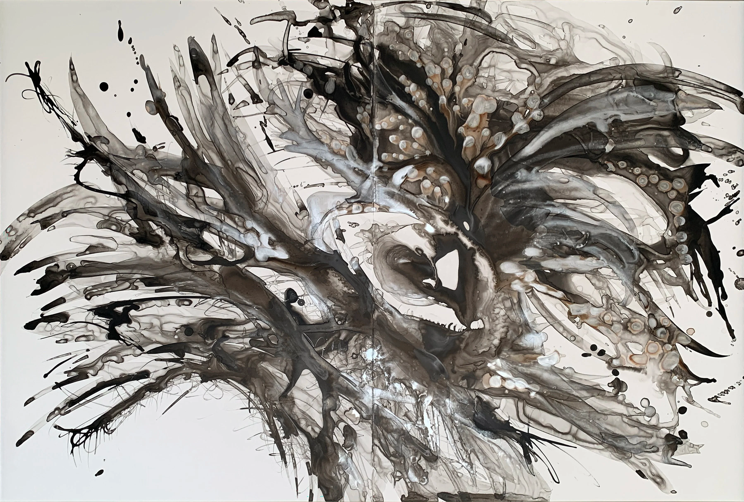 Untitled (repel), 2025, ink on paper, 26"x40"