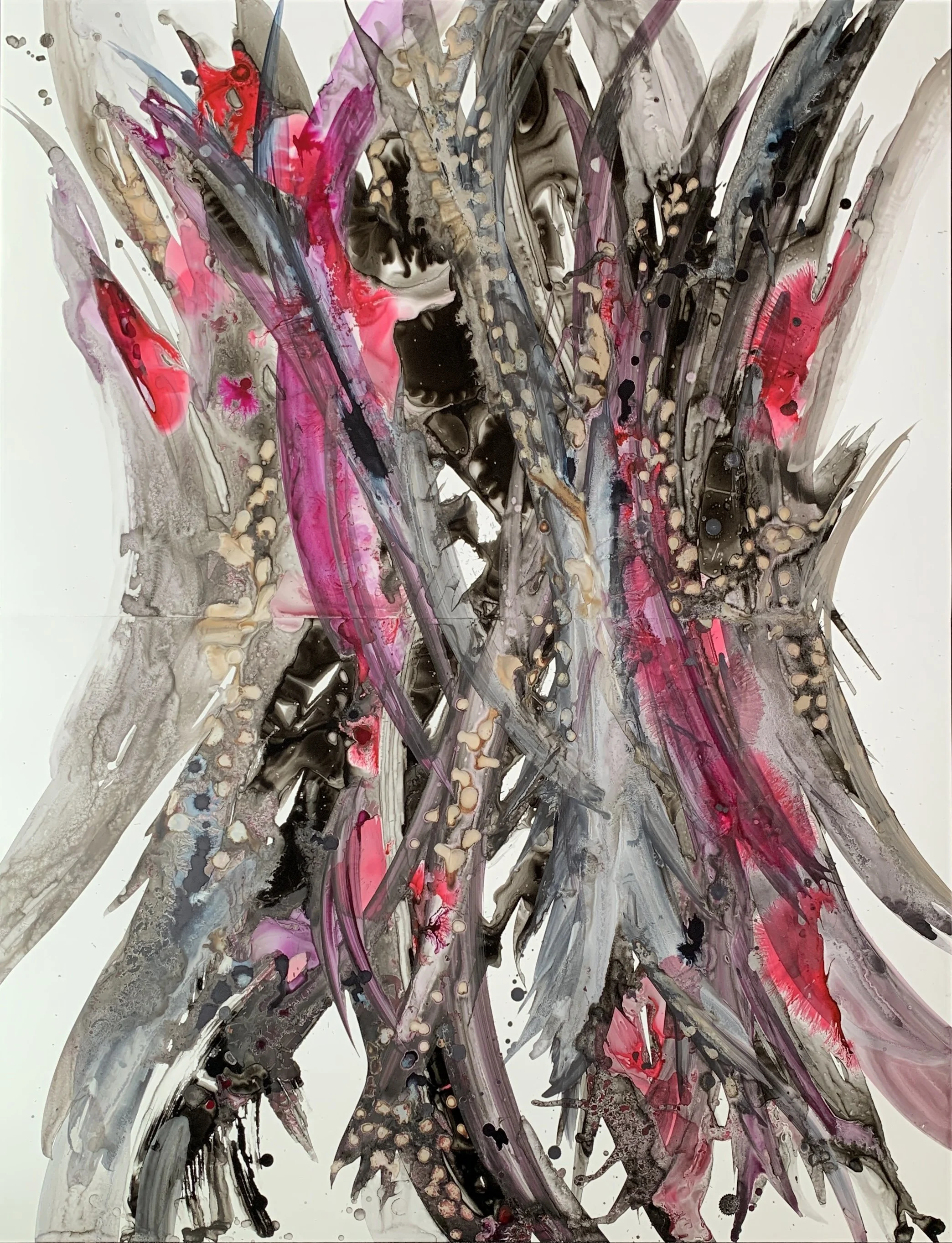 Release II, 2025
ink on paper, 52"x40"
From the NOVA series, reflections on Oct. 7