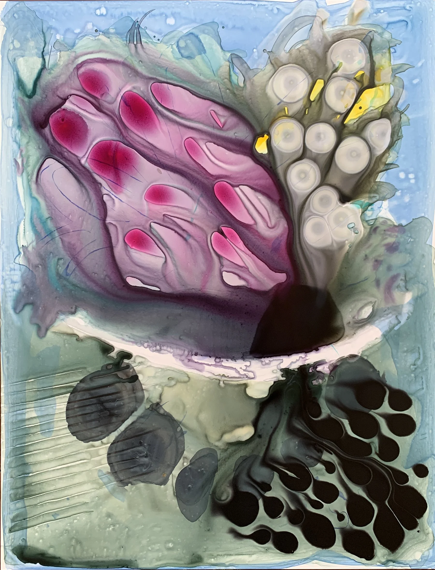 Kim Goldberg, Dawn (שחר), 2025 * ink and watercolor on paper 66 * 51 cm (unframed)
