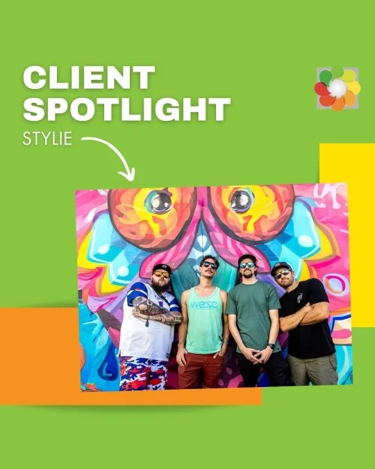 Client Spotlight on Stylie, showing photo of Stylie band members