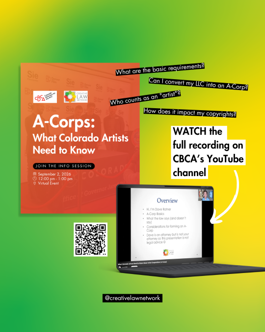 A-Corps: What Colorado Artists Need to Know (Access the Recorded Session)