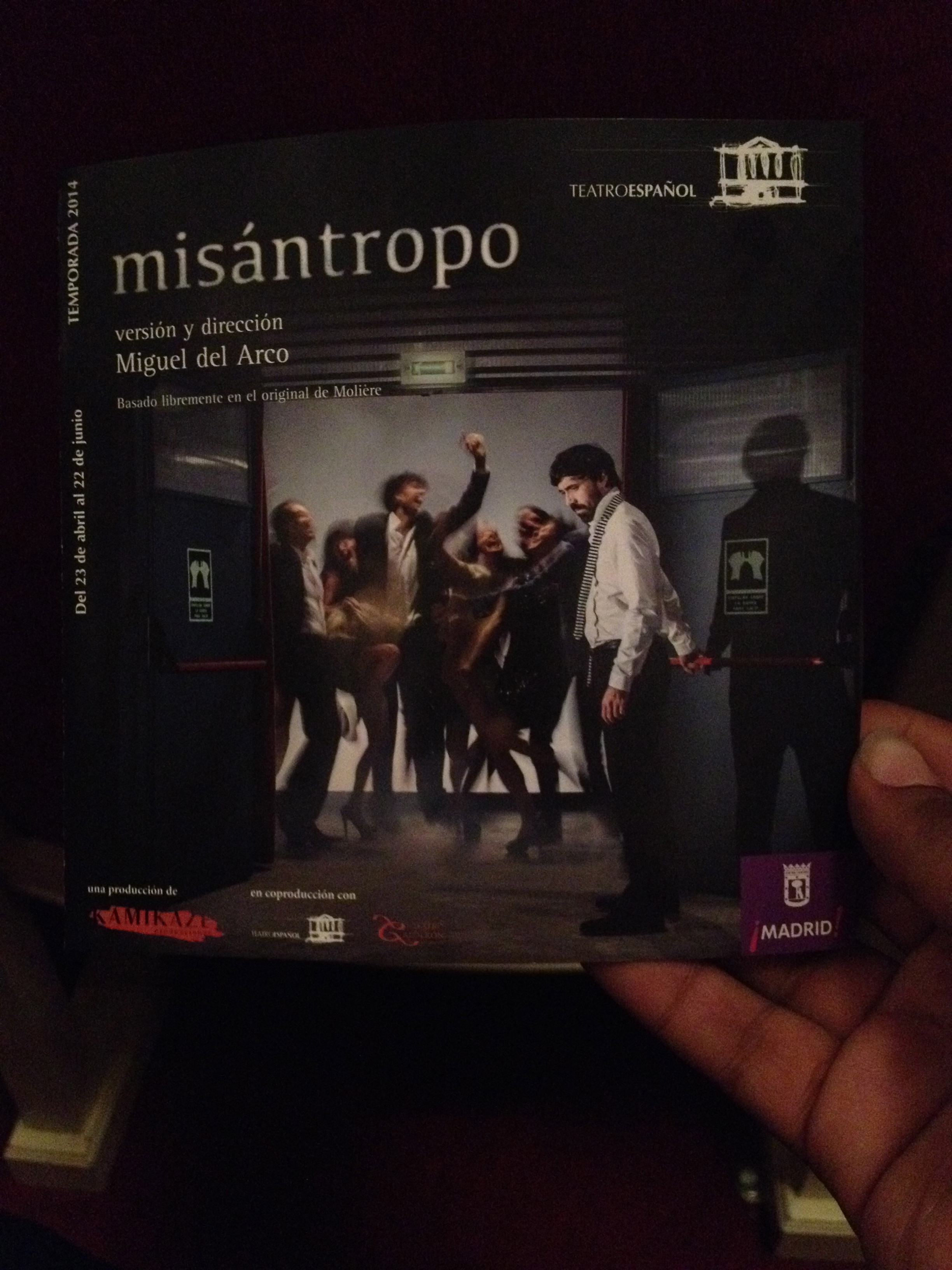 Playbill for "MIsantropo" 