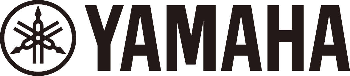 Yamaha logo with text 'Yamaha' next to a circular emblem featuring three tuning forks.