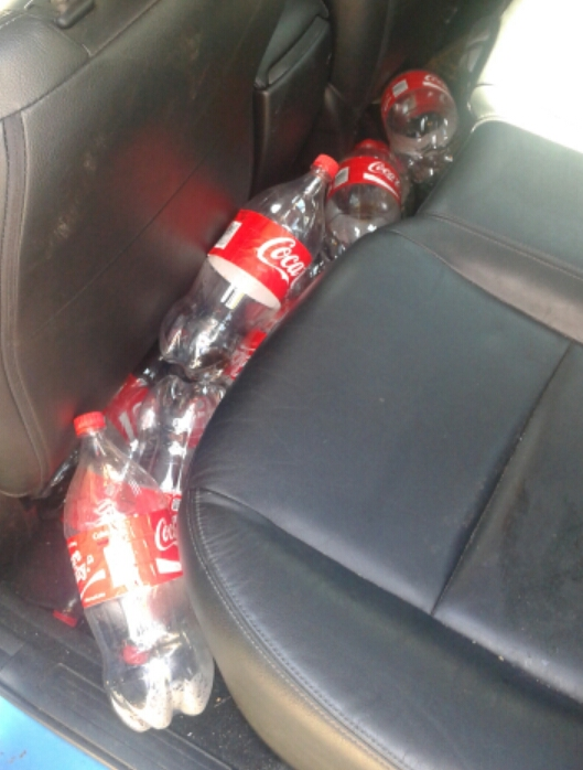 This was about a week's worth of buildup - I cleaned my car of empty bottles once a week