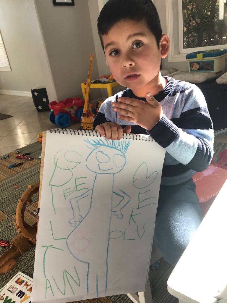 My nephew drew a surprisingly accurate portrait of my emotions and my current shape (minus the tail). ;)