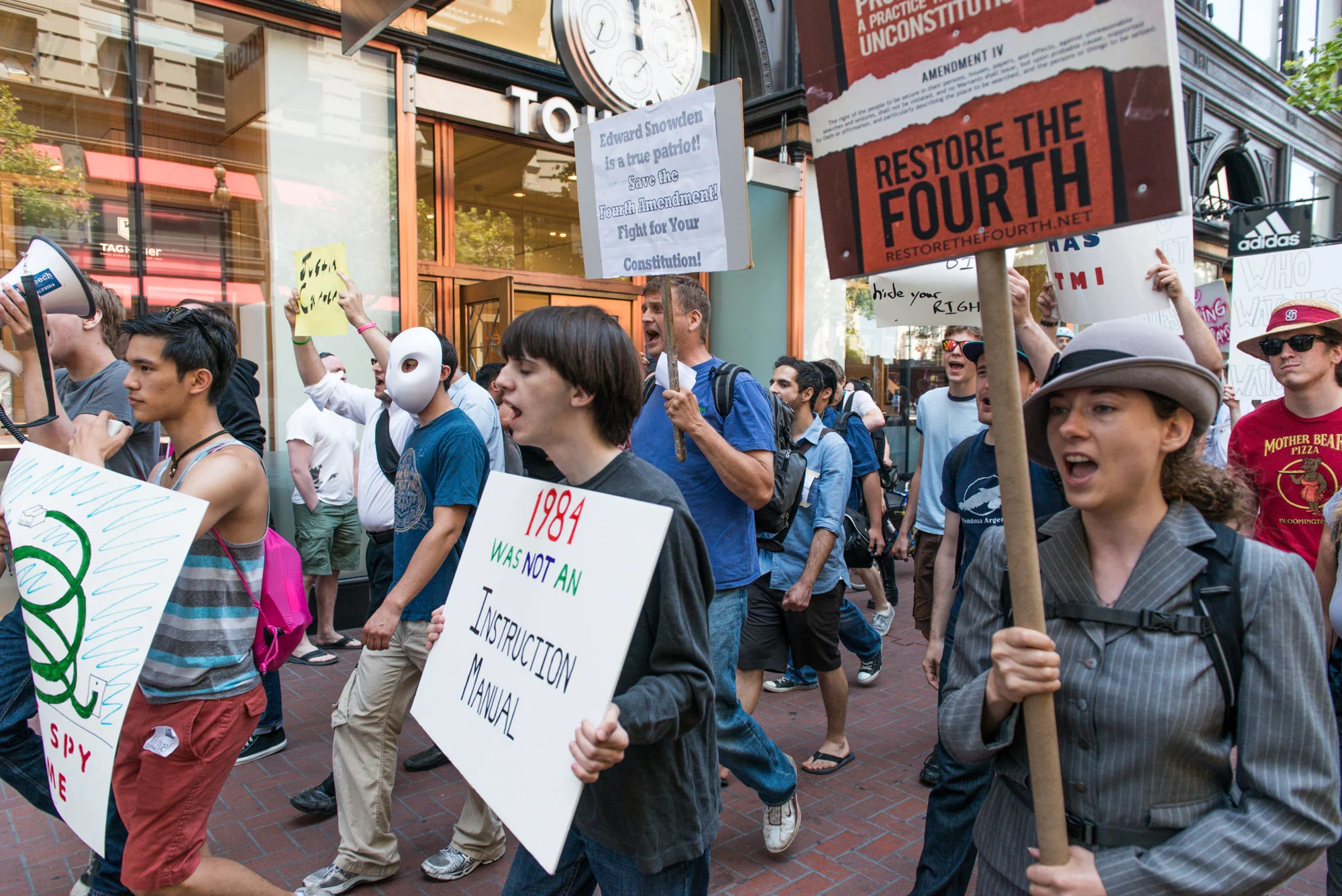 Hundreds of people protest against the NSA