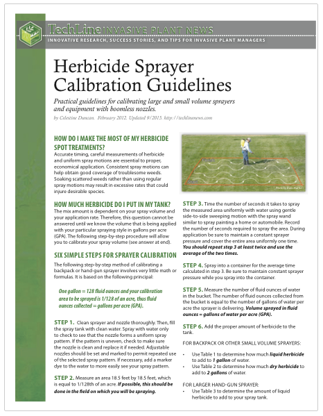 Boom Sprayer Calibration Chart