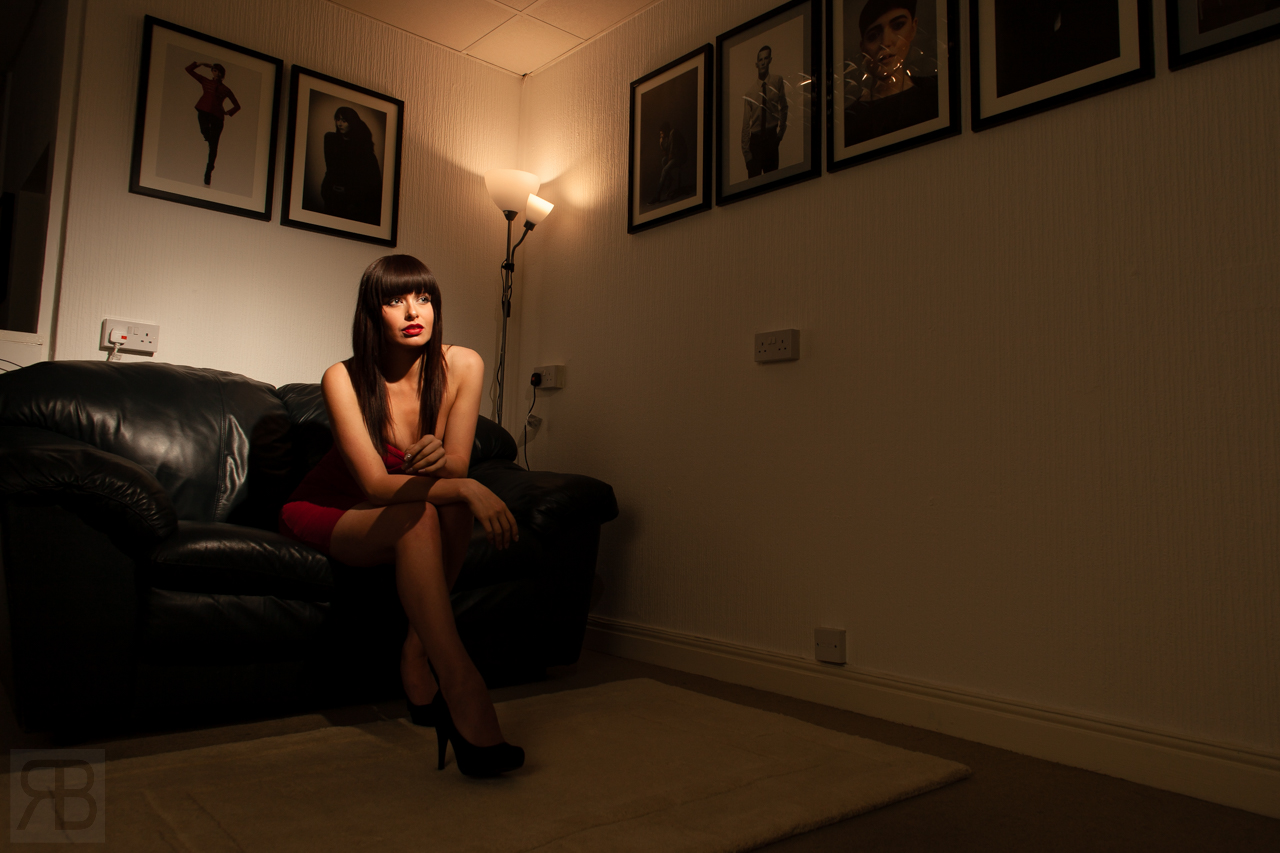 I then set-up using 2 lights and some gels in the studios meeting corner. 