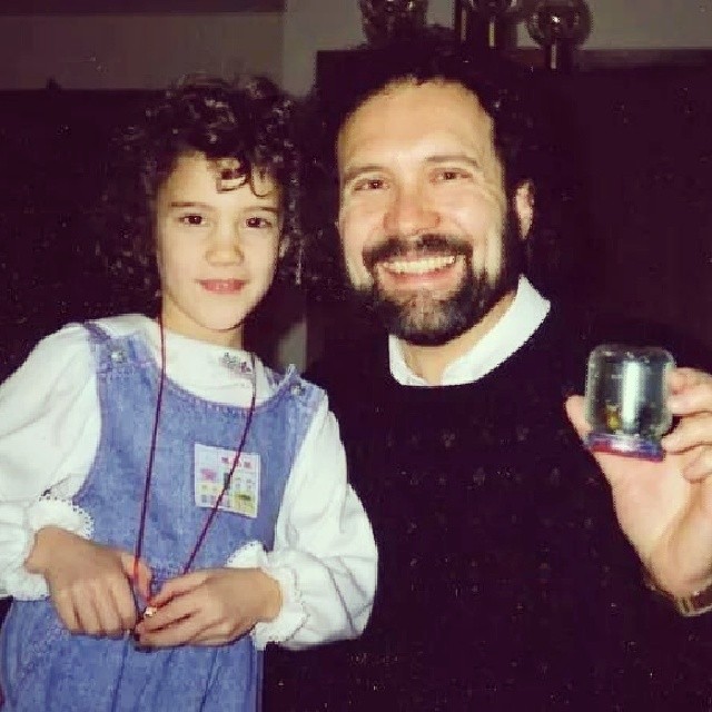 Dad and I. He's hold a DIY snowglobe I made in school from a baby food jar :)