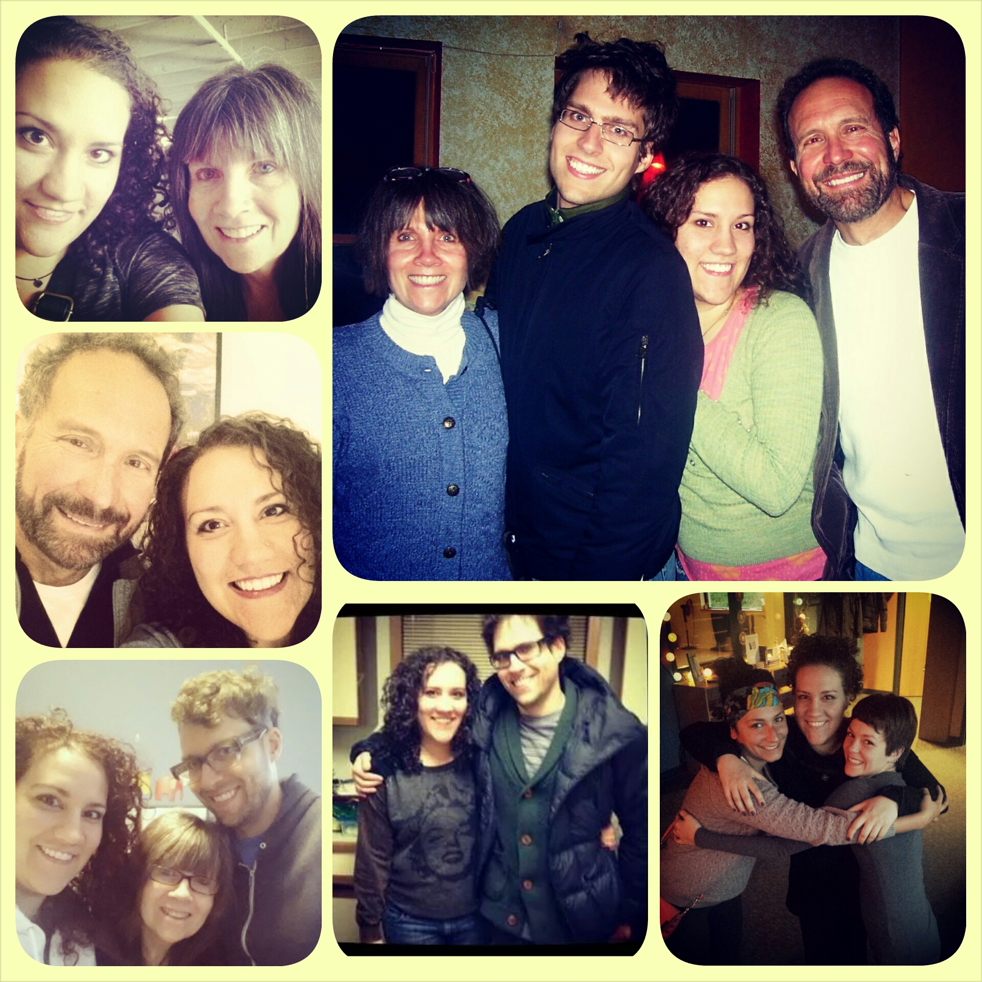 from clockwise: momma and I; dad and I; my brother, mom, and I; the whole fam; brother and I; and besties Anju, Kelly, and I