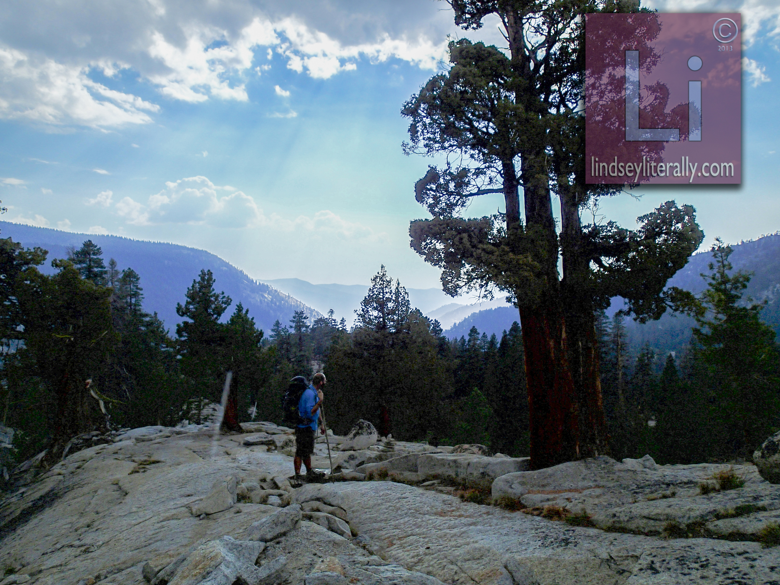 Atop the granite hill. Only known photo of me and stick on the first day we met.