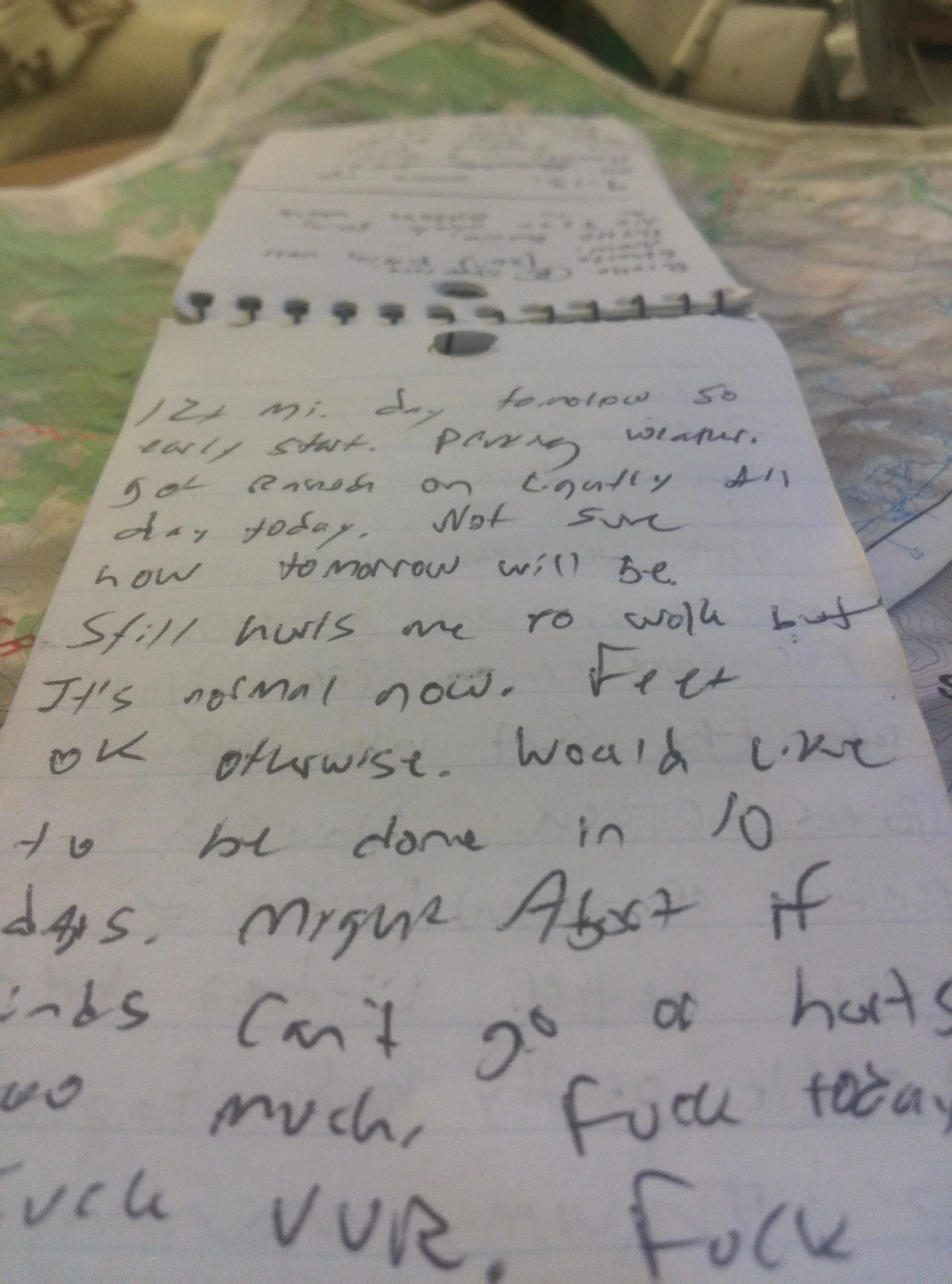 The actual notes from the trail.