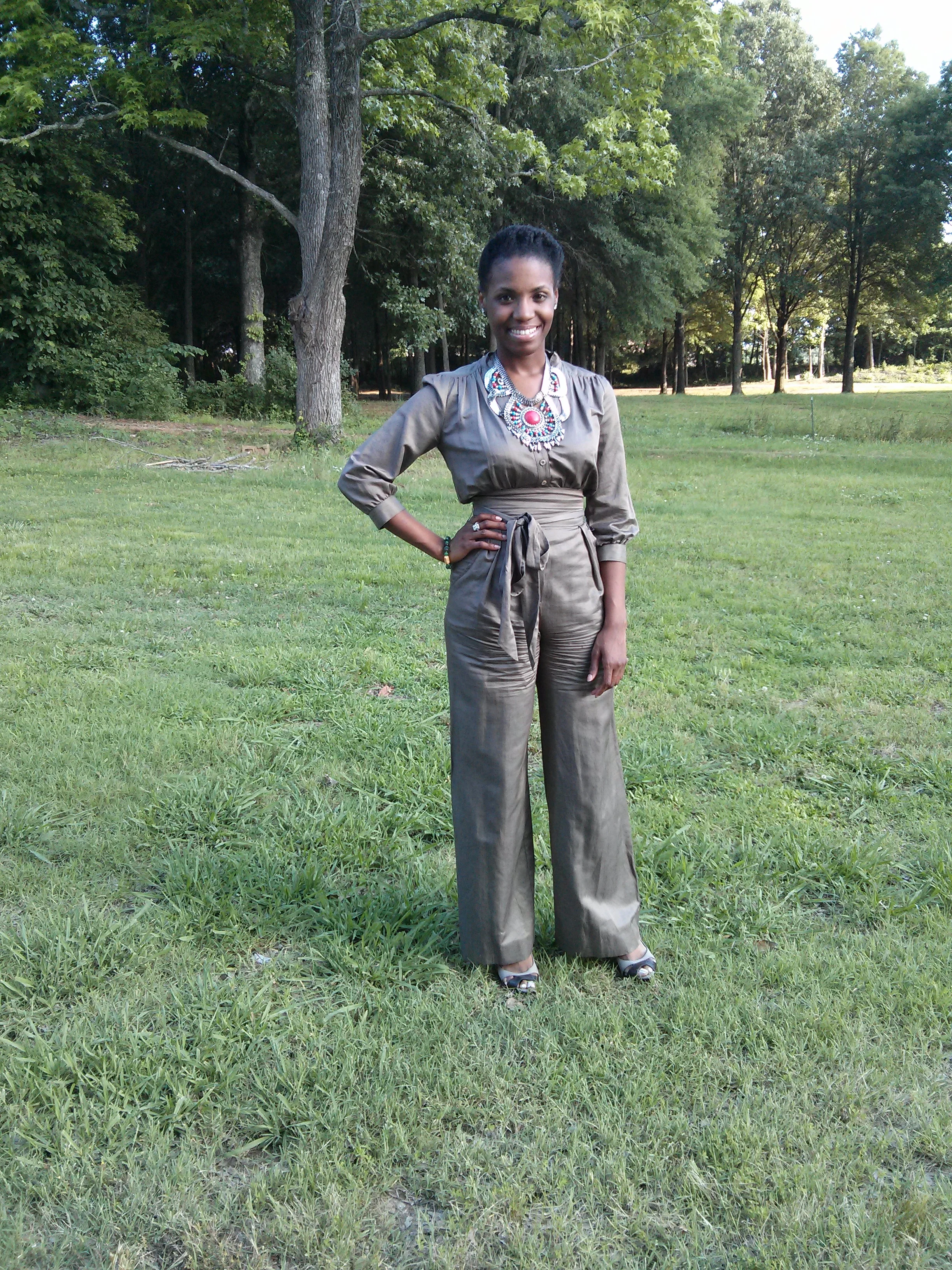jumpsuit: Topshop c/o Wasteland ; shoes: Bakers; necklace: H&M