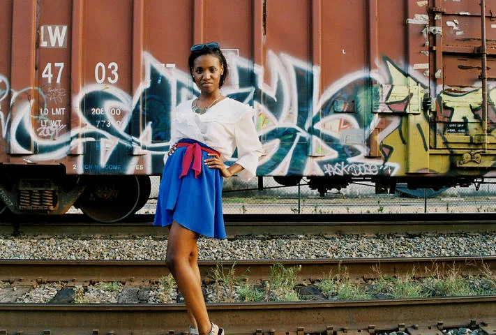 1980s color blocked dress