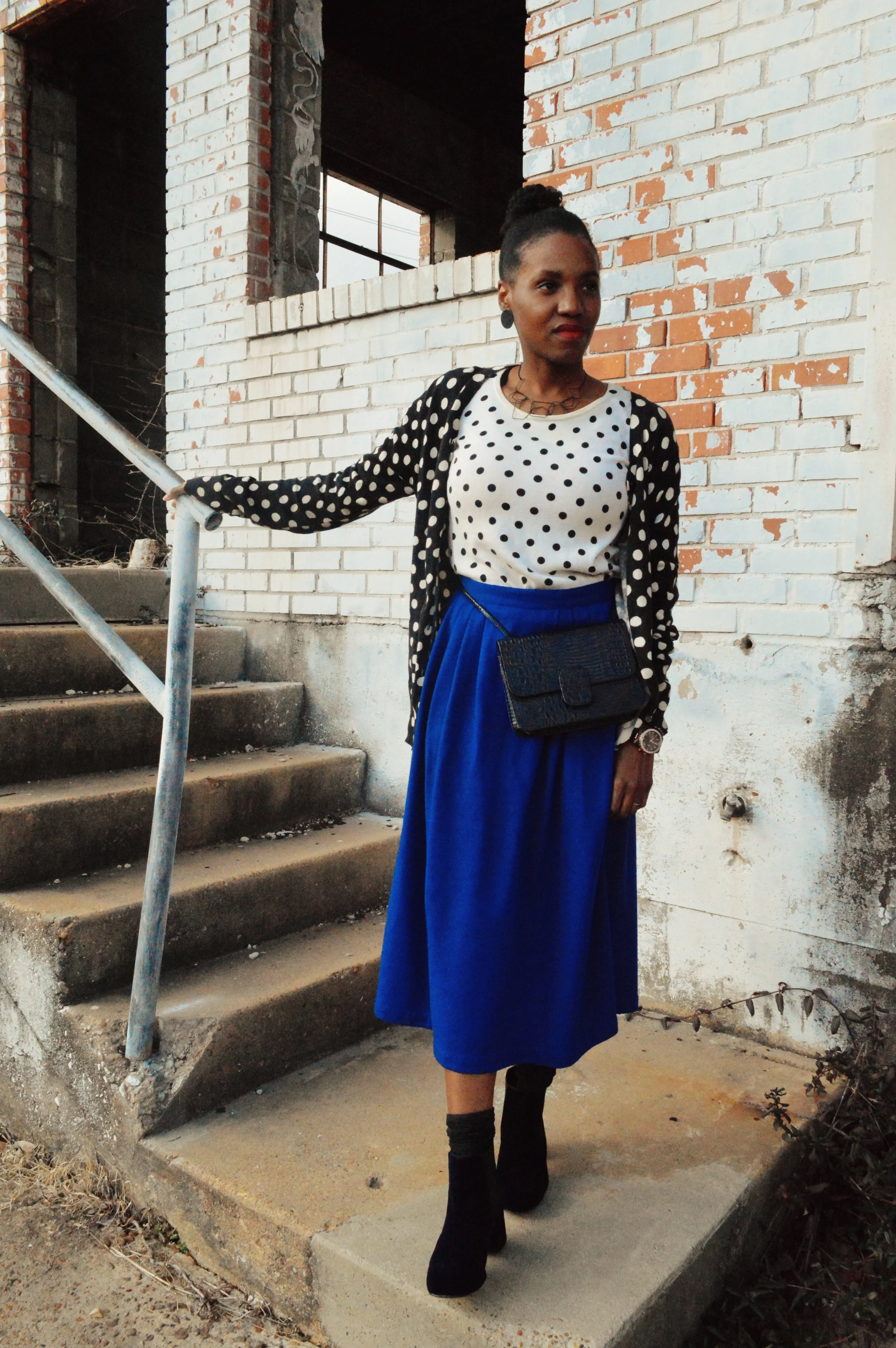 outfit details - sweater (here) (here); cardigan (here) (here); skirt (here) (here); socks (here) (here); boots (here) (here); pouch (here) (here)