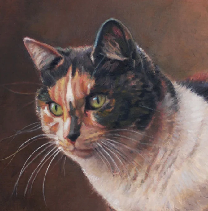 This painting of "Ira's Kitty" was painted as a full body portrait. I have cropped it to give you an idea of a cat mini portrait.