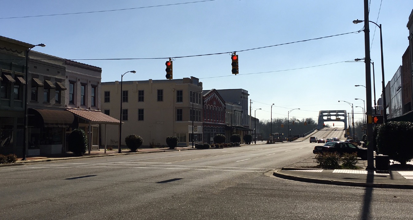 View of the Edmund Pettus bridge in Selma on Sunday morning
