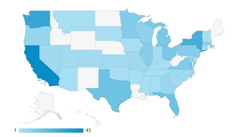 This is what the map looked like just from today!