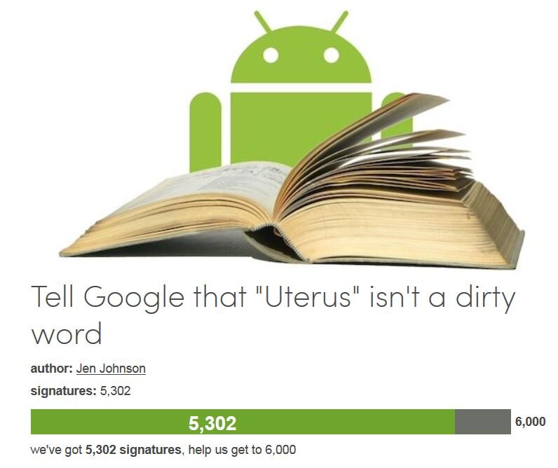 Petition #4: Tell Google That "Uterus" Isn't A Dirty Word