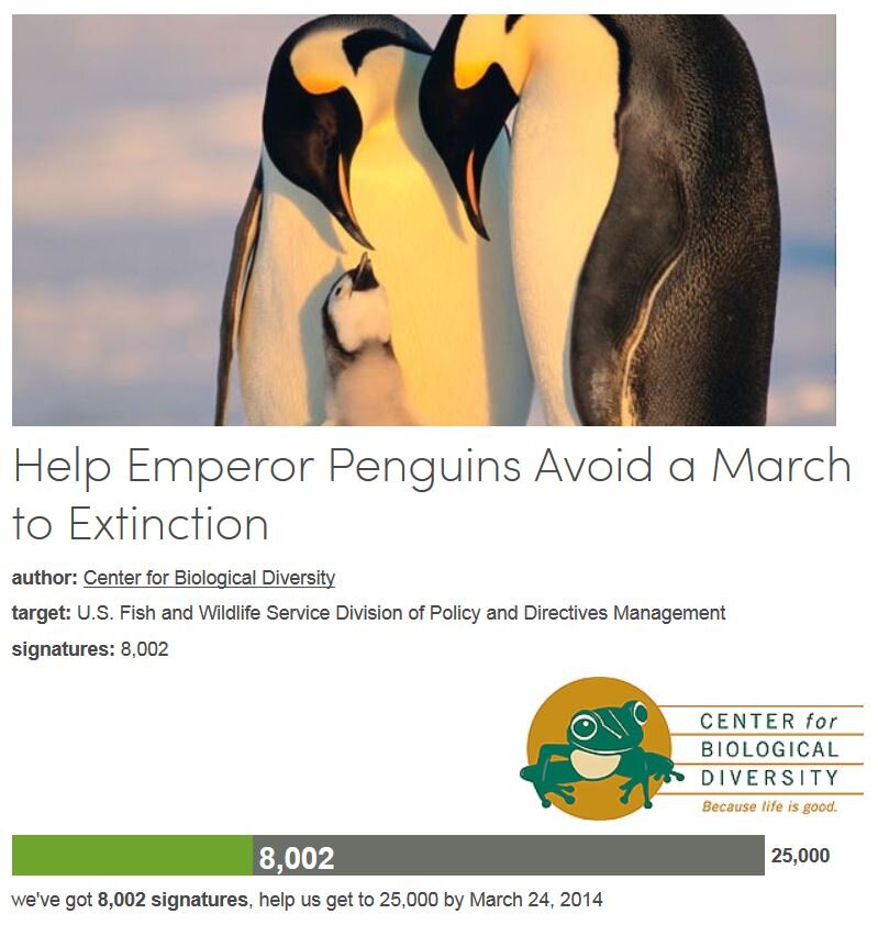 Petition #20: Help Emperor Penguins Avoid A March To Extinction.