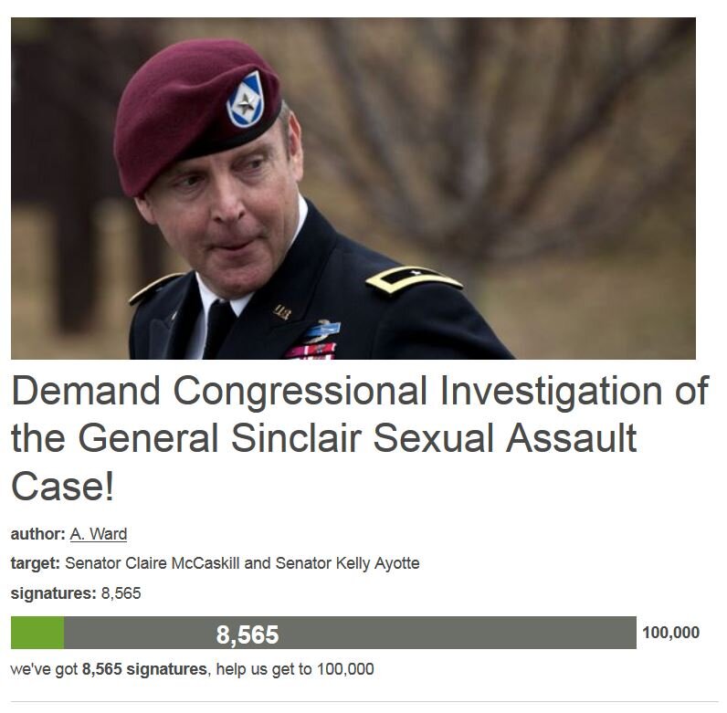 Petition #31: Demand Congressional Investigation Of The General Sinclair Sexual Assault Case!