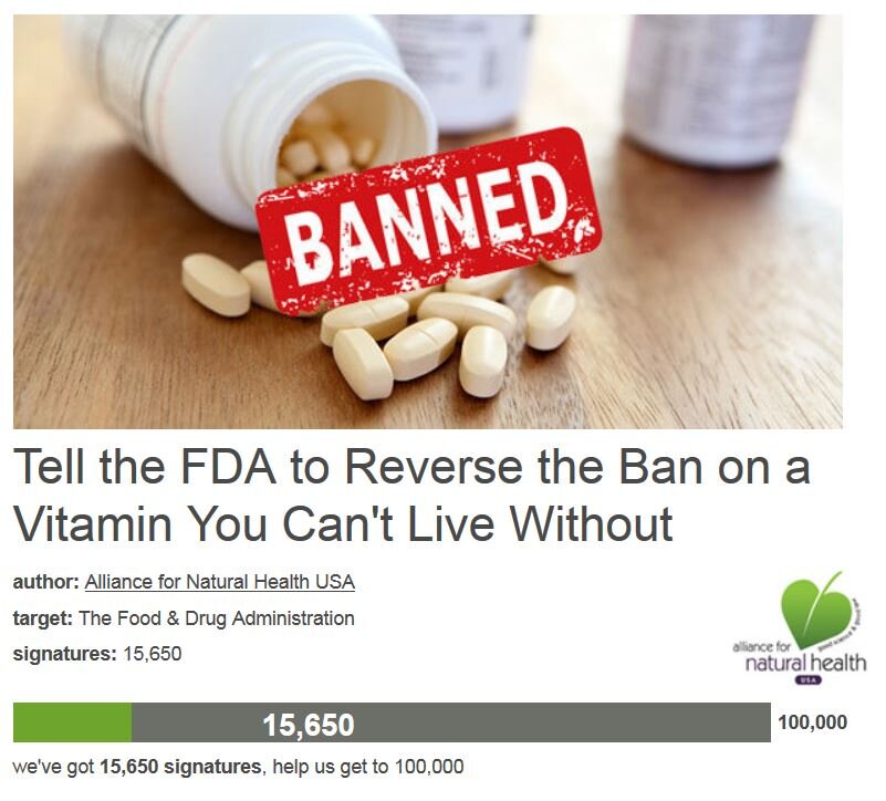 Petition #34: Tell The FDA To Reverse The Ban On A Vitamin You Can't Live Without