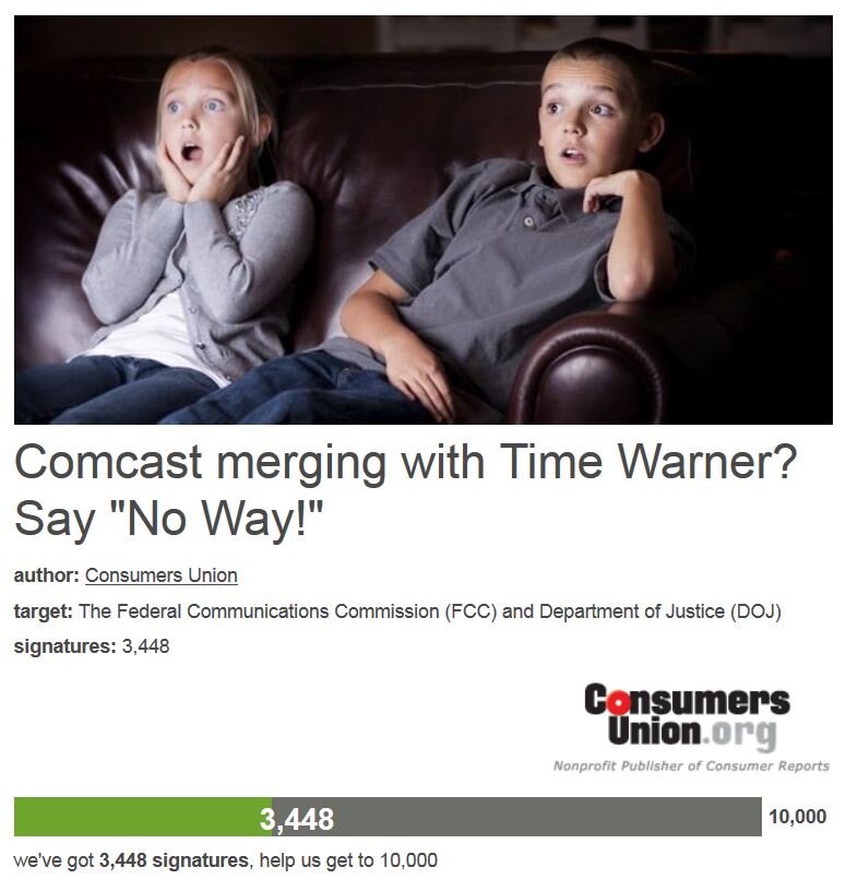 Petition #36: Comcast Merging With Time Warner? Say "No Way!"