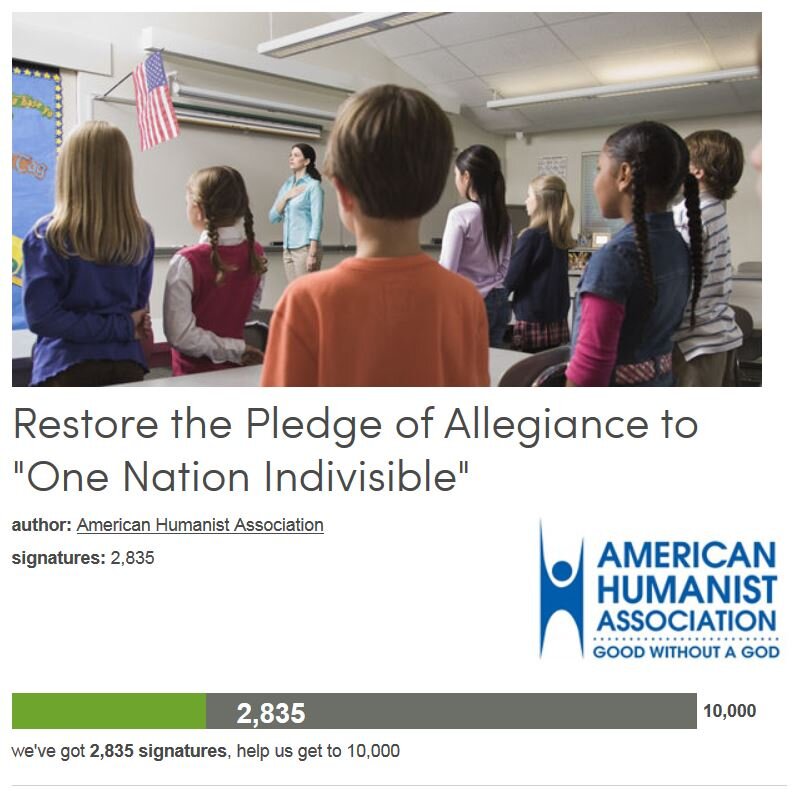 Petition #64: Restore The Pledge Of Allegiance To "One Nation Indivisible"