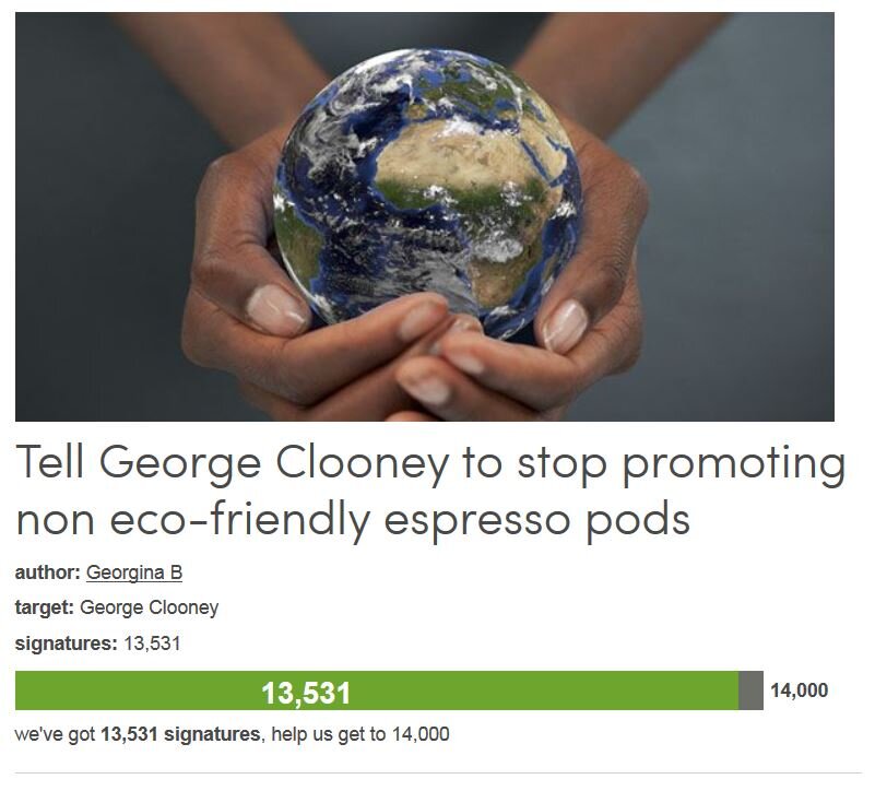Petition #72: Tell George Clooney To Stop Promoting Non Eco-Friendly Espresso Pods
