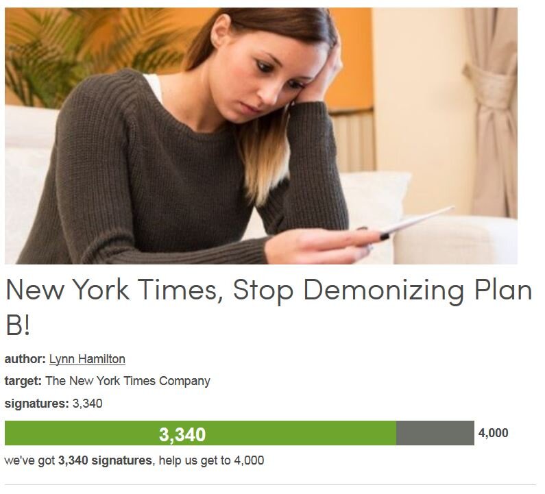 Petition #75: New York Times, Stop Demonizing Plan B!