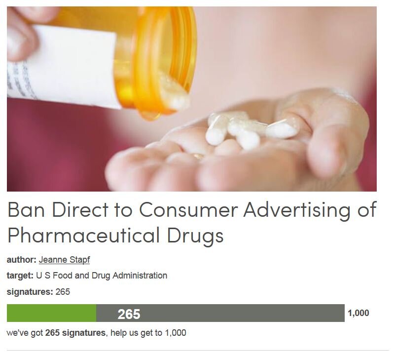 Petition #81: Ban Direct To Consumer Advertising Of Pharmaceutical Drugs