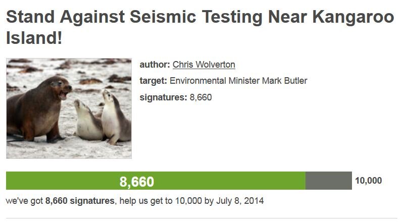 Petition #114: Stand Against Seismic Testing Near Kangaroo Island!